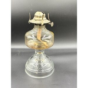 Vintage Clear Glass Oil Lamp by Plume & Atwood with Decorative Base - 9" Tall